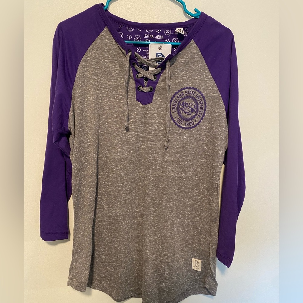 Louisiana State University Long sleeved lace up tee